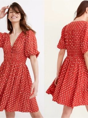 Madewell Sofia Red Bandana Flower Mini Dress